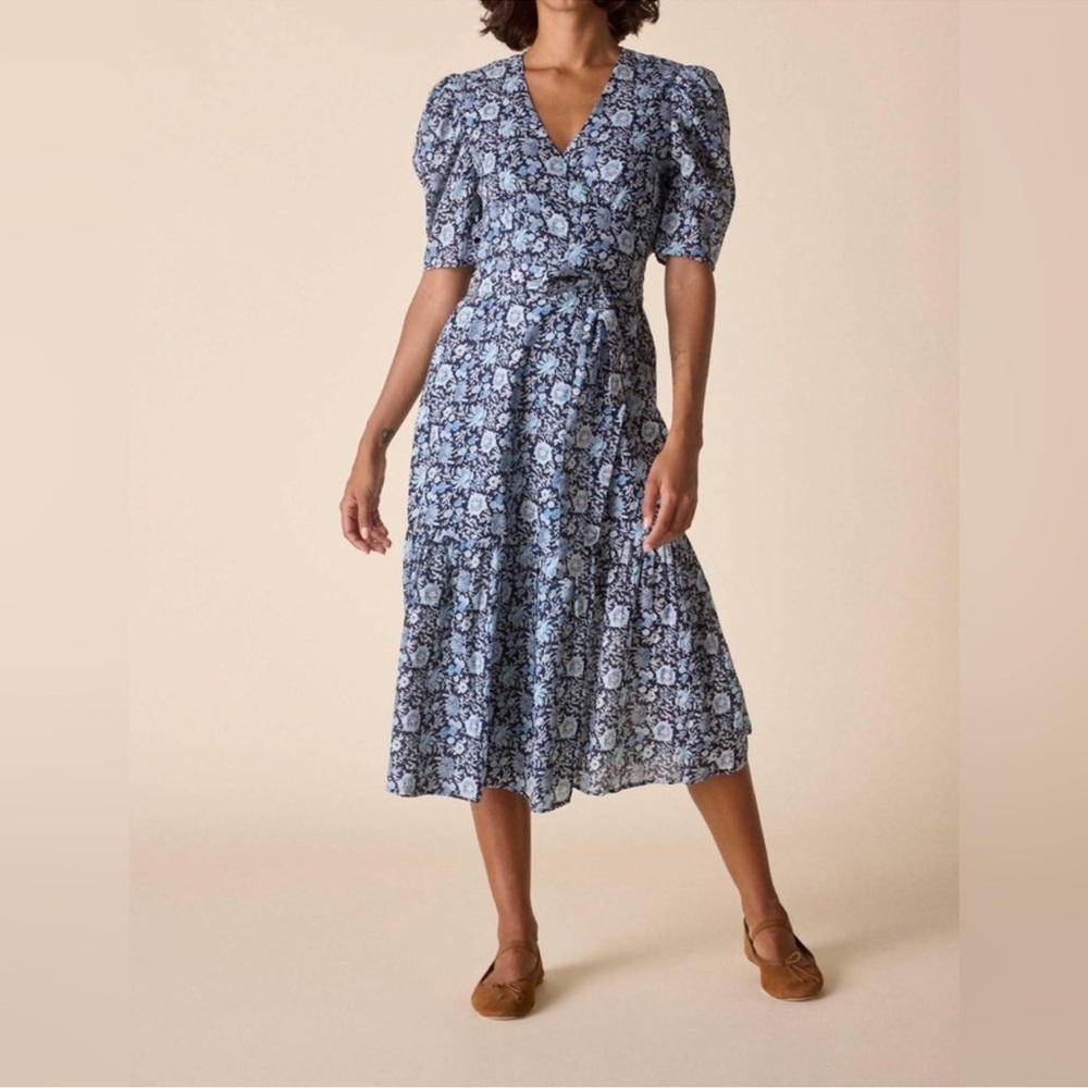 St. Roche NWT Pearl Floral Organic Cotton Midi Wrap Dress Size 4